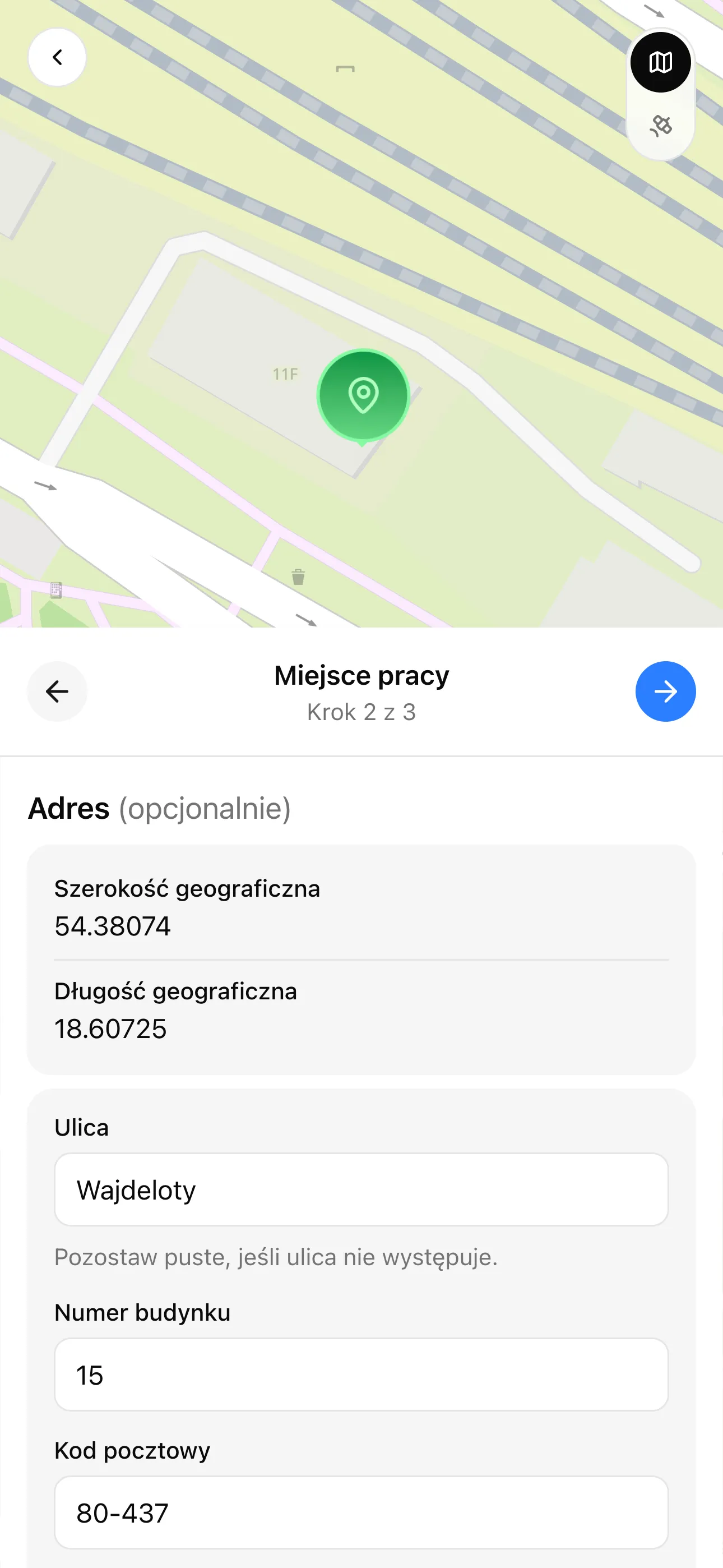 Formularz tworzenia nowego projektu